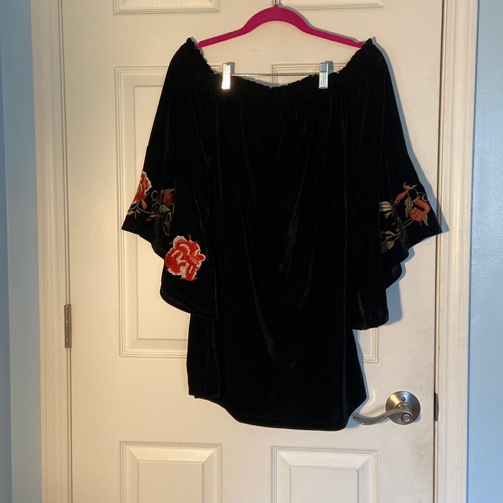 Black off the shoulder velvet dress